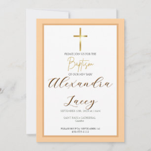 Invitación de Bautizo Cristiano Moderno Cruz Dorad