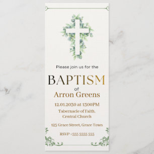 Invitación de Bautizo Cristiano Simple y Elegant