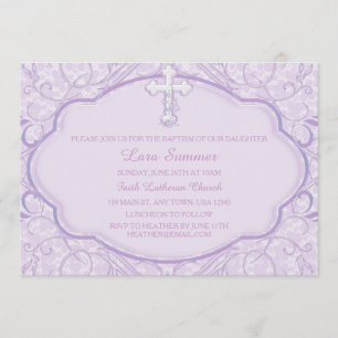 Invitación de Bautizo Cruz Morada