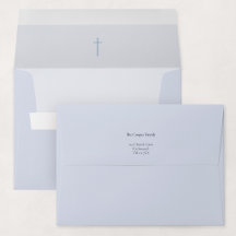 Invitación de Bautizo Cruz Religiosa Grace Blue