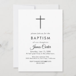 Invitación de Bautizo Cruz Tipografía Dorada Elega