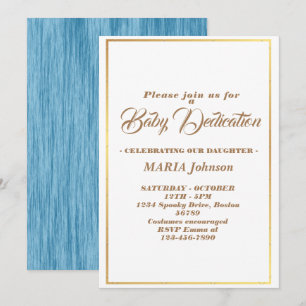 Invitación de Bautizo de Acuarela Azul Moderna