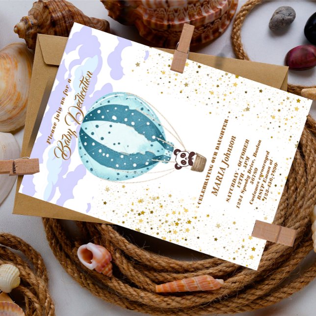 invitación de bautizo de animales lindos en globo  (Subido por el creador)