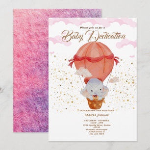 invitación de bautizo de animales lindos en globo 