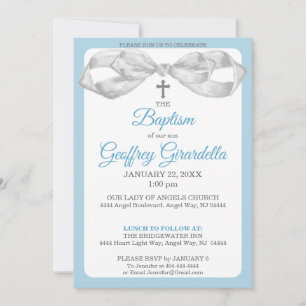 Invitación de Bautizo de Arco y Cruz de Acuarela A