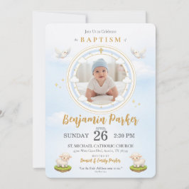 Invitación de bautizo de bebé con foto 