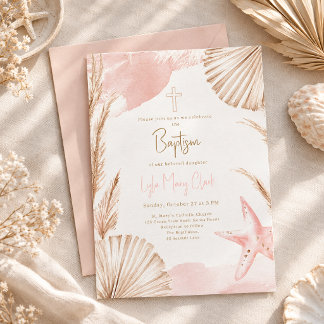 Invitación de Bautizo de Bebé Niña | Boho Costero