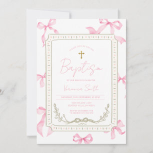 Invitación de Bautizo de Bebé Niña Rosa