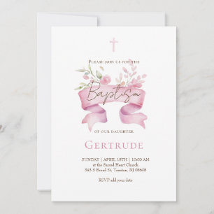 invitación de bautizo de bouquet delicado