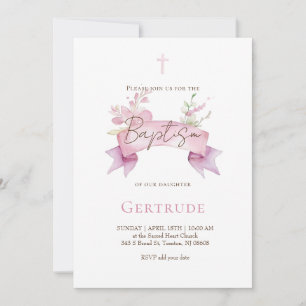 invitación de bautizo de bouquet delicado