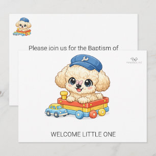 Invitación de Bautizo de Chibi Toy Poodle Bienveni