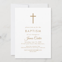 Invitación de Bautizo de Cruz con Tipografía Dorad
