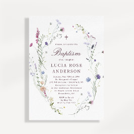 Invitación de Bautizo de Flor Silvestre Elegante