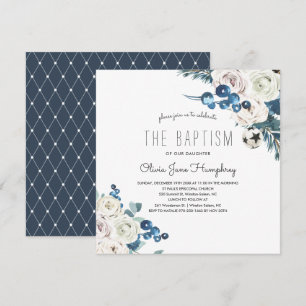 Invitación de Bautizo de Florales de Invierno