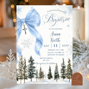 invitación de bautizo de invierno con lazo caprich
