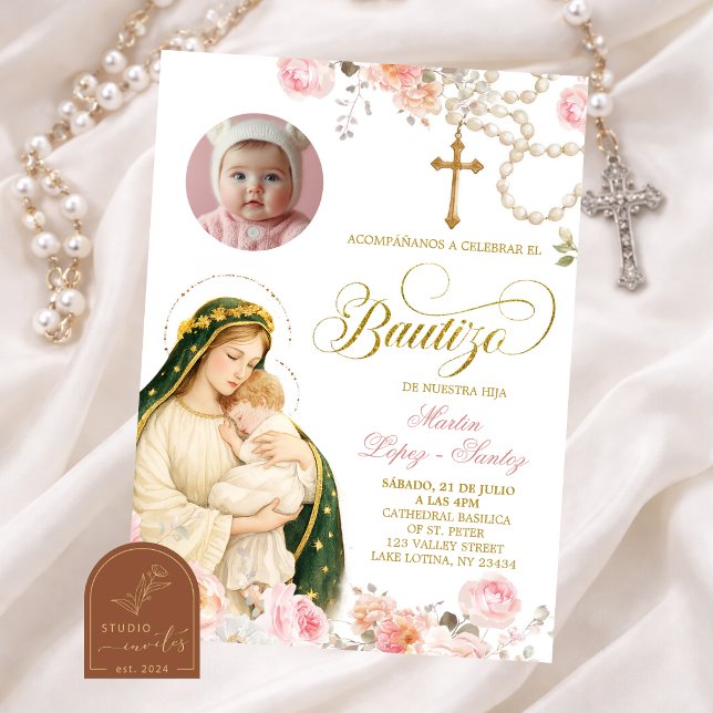 Invitación de Bautizo de la Señora Floral Rosa de  (Subido por el creador)