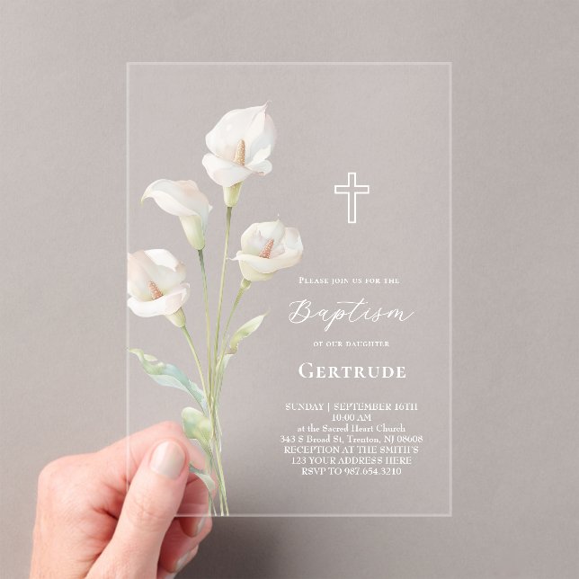 Invitación de Bautizo de lirio de Calla (Insitu (portátil))