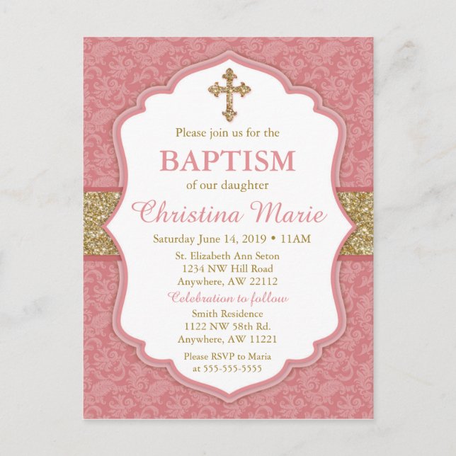 Invitación de Bautizo de Niña (Anverso)