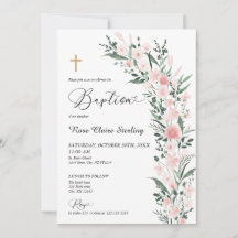 Invitación de Bautizo de Niña con Flor Silvestre R