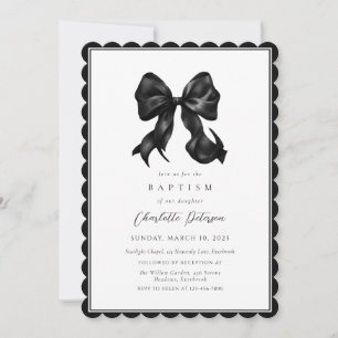 Invitación de Bautizo de Niña con Lazo Negro