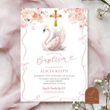 Invitación de bautizo de niña coqueta rosa corona