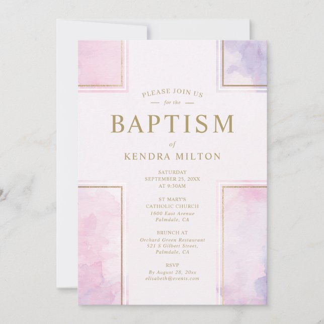 Invitación de Bautizo de Niña Rosa (Anverso)
