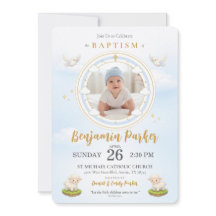 Invitación de Bautizo de Niño con Foto