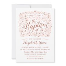 Invitación de Bautizo de Oro Rosa Falso