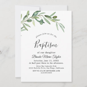 Invitación de Bautizo de Rama de Olivo Moderna