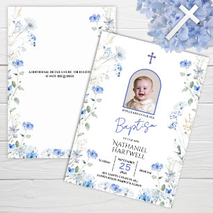 Invitación de Bautizo de Una Foto Flores Silvestre