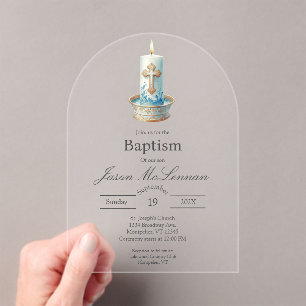 Invitación de bautizo de vela cristiana