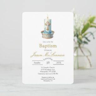 Invitación de bautizo de vela cristiana