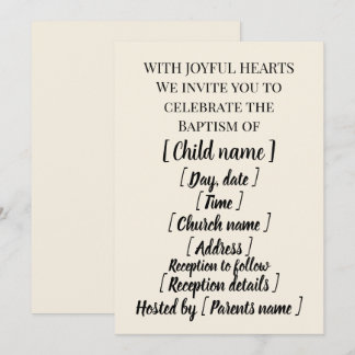 Invitación de Bautizo Elegante Marfil y Oro