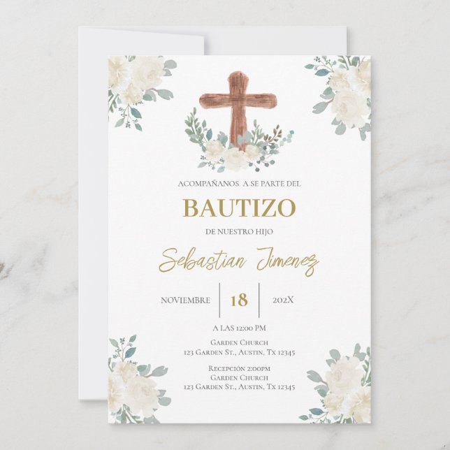 Invitación de bautizo en español (Anverso)