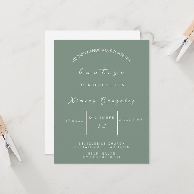 Invitación de bautizo Español (Anverso/Reverso In Situ)