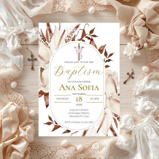 Invitación de bautizo floral boho (Subido por el creador)