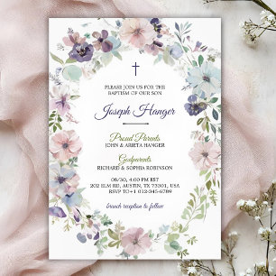 Invitación de bautizo floral elegante