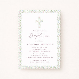 Invitación de Bautizo Floral Pequeña Cottagecore