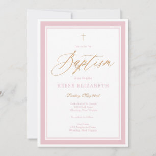 Invitación de Bautizo Gracia Celestial (Rosa)