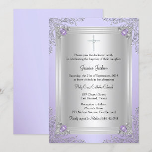 Invitación de Bautizo/Joyas de Destello Púrpura