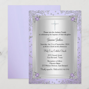 Invitación de Bautizo/Joyas de Destello Púrpura