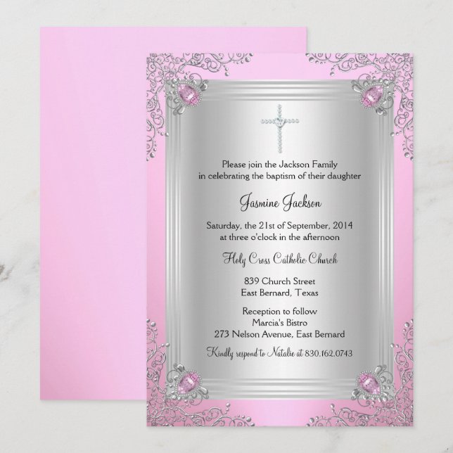 Invitación de Bautizo/Jubileo de Joyas de Destello (Anverso / Reverso)