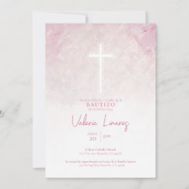 Invitación de Bautizo Niña Rosa