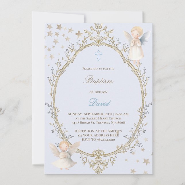 Invitación de bautizo niño (Anverso)