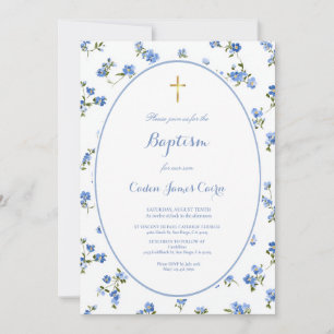 Invitación de Bautizo Niño Acuarela Florcita