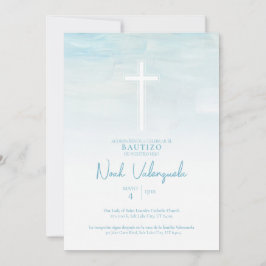 Invitación de Bautizo Niño Azul Invitación Español