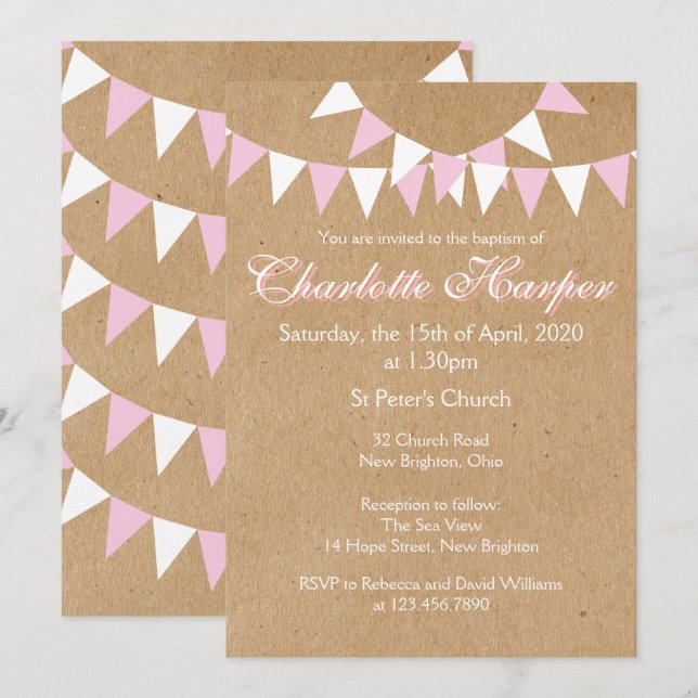 Invitación de Bautizo o Primera Comunión Baby Bunt (Anverso / Reverso)