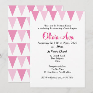 Invitación de Bautizo o Primera Comunión Rosada Ba