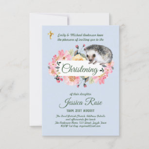 Invitación de Bautizo para Niños Erizo del Bosque