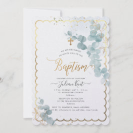 Invitación de bautizo PixDezines H2 Eucalipto